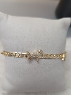 14k Gold Plated Dachshund Charm Chain Bracelet - Women's Jewelry